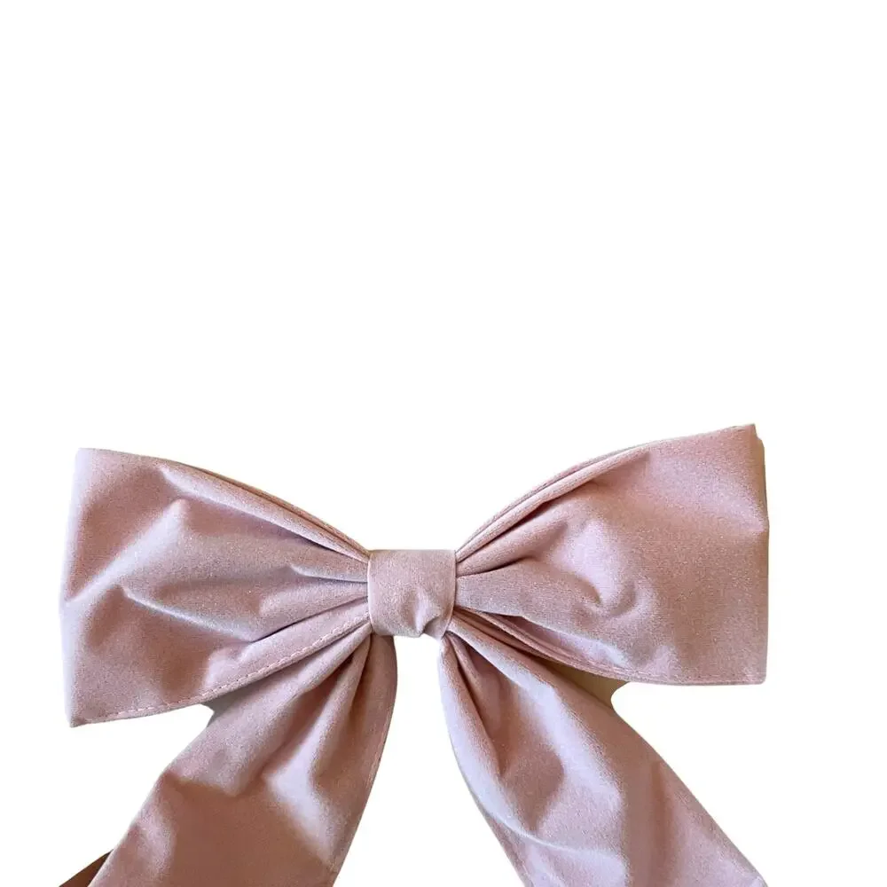 Pink Velvet Bow Tree Topper 12x10 Christmas Holiday Glam by Wellesley Manor NEW
